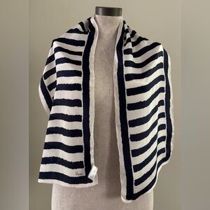 Vintage Vera Neumann Silk Scarf | Classic Navy and White Long Narrow Sash Scarf
